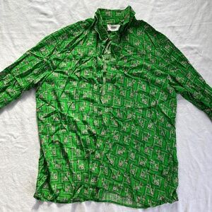 Green Shirt by Roma Uvarov — Vintage Soviet Fabric — XXL